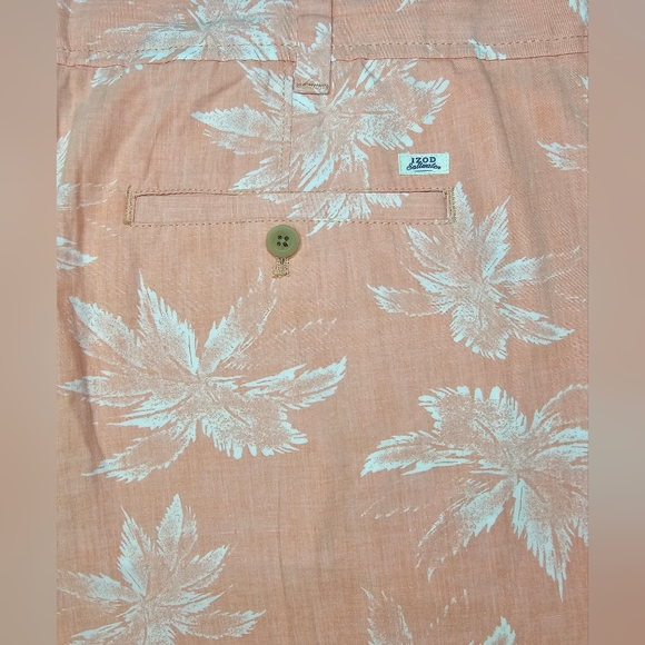 IZOD Saltwater Shorts Orange Salmon Coral Tropical Palm Tree Cotton Size 42 - Picture 4 of 4